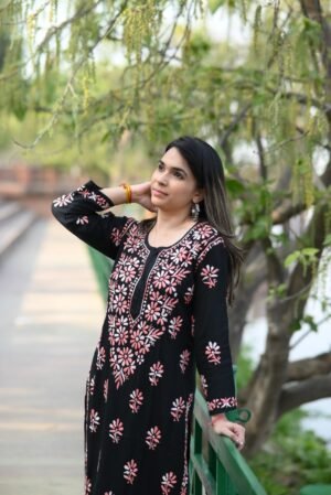 Reyon kurti black me colour shaded