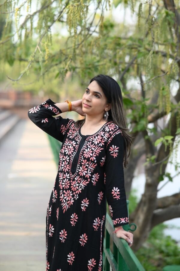 Reyon kurti black me colour shaded